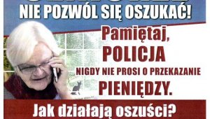 plakat dotyczący oszustw na policjanta