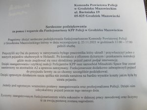 Podziękowania dla policjantów