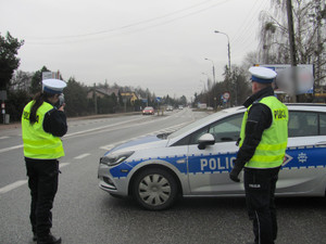 Policjanci podczas działań na drogach