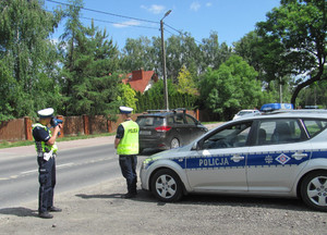 2 policjantów podczas kontroli drogowych