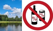 plakat ze zbiornikiem wodnym i zakazem spożywania alkoholu