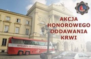 budynek KSP z krwiobusem i nazwą akcji