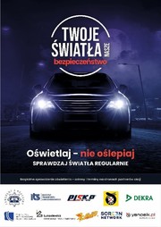 plakat z akcji z pojazdem na światłach i nazwą