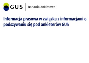 Karta z tytułem informacji i logo GUS