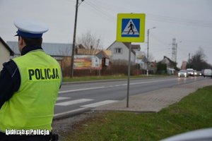 Policjant ruchu drogowego przy przejściu dla pieszych