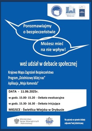Plakat z informacjami o debacie