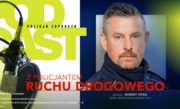 policjant przy mikrofonie i nazwa podcastu