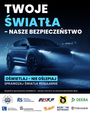 plakat z samochodem i nazwą akcji