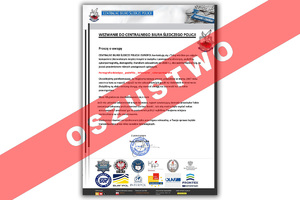 kartka z czerwonym paskiem i napisem oszustwo