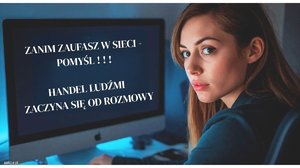 kobieta przed ekranem laptopa, na którym są zasady bezpieczeństwa