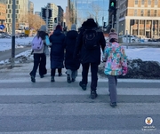 grupa pieszych na przejściu