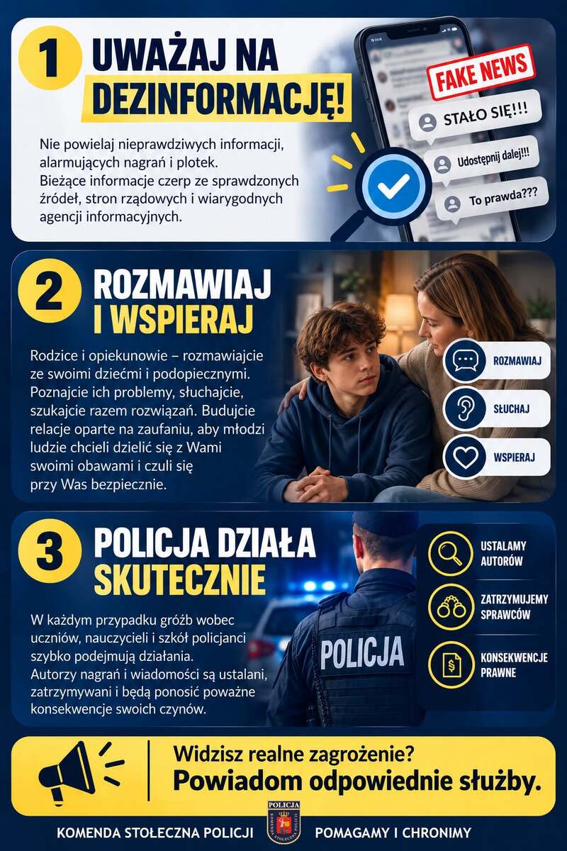 Policja zwalcza internetowe groźby w Warszawie i okolicznych powiatach